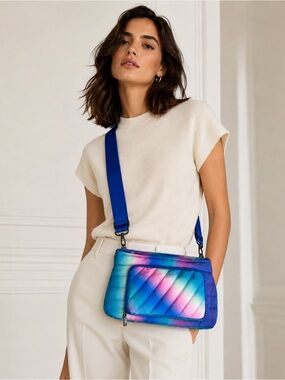 NEW THINK ROYLN  Bank Street XL Crossbody Bag W/Removable Strap Blue Lagoon